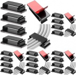 Vinabo isekleepuv kaablihoidja, 10 tk - vastupidavad kaabliklambrid kaablijuhtimiseks, kaablikorraldaja telerile, arvutile, lauale, koju ja kontorisse, mustad kaabliklambrid (5 tk)