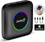 CarlinKit Neue Android 13 AI Box mit LED Ambient, Wireless CarPlay ja Android Auto adapter, 8GB + 128GB, Qualcomm SM 6225, kabelgebundenes OEM-CarPlay jaoks