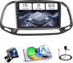 Hikity 2+64GB Android 15 autoraadio Fiat Doblo/Yeni Kasa 2015 raadio traadita Carplay Android auto, 9-tolline IPS puuteekraaniga raadio koos tagurduskaamera, Bluetooth, Navi, WiFi, DSP, EQ, Mirror Linkiga