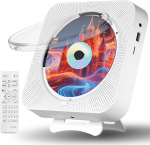 Canareen CD-m&auml;ngija Bluetooth, kaasaskantav CD-m&auml;ngija koos k&otilde;lariga, esikuvar, FM-raadio, CD-m&auml;ngija, sisseehitatud, toetab AUX/USB, taimer, k&otilde;rvaklapipesa kingituseks, koju, lastele, valge