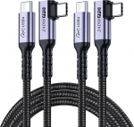 SUMPK 2 m USB C-lt USB C-kaablile 2 pakki, 240 W USB 4 kaabel &otilde;ige nurga all, kiire 40 Gbps andmeside, 8K 60Hz, 5K 60Hz, 4K 144Hz monitori kaabel, mis &uuml;hildub Thunderbolt 4, Thunderbolt 3, iPhone 15 Pro Maxiga