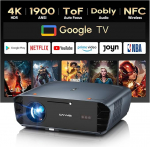4K HDR Smart projektor koos Google TV Netflix 1900ANSI p&auml;evavalgusega Sobib kodukino, Ultra HD projektor WiFi6 Bluetooth, Autofookus, Dolby Audio, HDMI ARC,