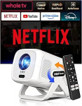 &Uuml;hildub Netflixi ja Electric Focusiga: Projektor Gimbal N5 1080P miniprojektor WiFi & Bluetoothiga, kaasaskantav projektor 135&deg; p&ouml;&ouml;rleva statiiviga, automaatne keystone'i korrigeerimine, tolmufilter.