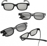 4 universaalsete mustade 3D prillide pakett kino jaoks, passiivsed 3D teleriklaasid t&auml;iskasvanutele, ideaalsed kodukino, filmide, m&auml;ngude jaoks.