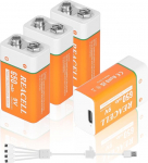REACELL 9 V plokk aku 650 mAh USB laetav Li-Ion aku 1,5 tundi kiirlaadimist 9 Volt aku laetav plokk aku pika elueaga suitsuandurite jaoks
