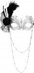 OIDEA Damen Venezianische Maske mit Strass: Silber Schwarz Sexy Augenmaske mit Feder & Kette Metall Maskerade Punk Stil f&uuml;r Karneval Maskenball Party Abschlussball Kost&uuml;m Cosplay