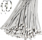 50 St&uuml;ck Kabelbinder aus Edelstahl, Metall-Kabelbinder, Edelstahl-Rei&szlig;verschl&uuml;sse, silberfarbene Metallbinder, robuste Metall-Kabelbinder f&uuml;r Zaun- und Bindungsanforderungen