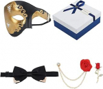 OLYCRAFT maskiballi mask koos kikilipsu ja kahe punase roosi prossiga - ideaalne Halloweeni, karnevali ja muude kost&uuml;&uuml;mide pidude jaoks.