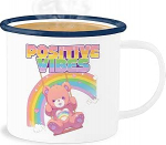 Shirtracer Emaille Becher Blechbecher - Positive Vibes Regenbogen Statement LGBTQ Gl&uuml;cksb&auml;rchen Gute Laune - 300 ml - Wei&szlig; Blau - statements frohes neues jahr new year mit