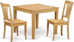 East West Furniture Oxford 3-Piece Kitchen Set Includes Square Table and 2 Dining Chairs, 36" x 36", OXAV3-OAK-W
