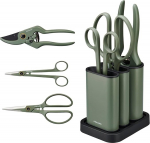 Fiskars Urban Plant Care 1075317 3-osaline taimede/lillek&auml;&auml;rid koos hoidjaga, v&auml;ikesed taimek&auml;&auml;rid, taimek&auml;&auml;rid, roostevaba teras/plast, tumeroheline/mustad
