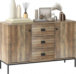 HOMCOM Kitchen Cabinet Storage Cabinet 2 Cabinets Adjustable Shelf 3 Drawers Modern Style 120 x 39.5 x 77 cm Brown