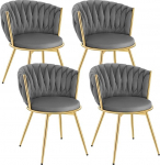 WOLTU EZS84dgr-4 Dining Room Chairs, Set of 4, Kitchen Chairs, Living Room Chairs, with Metal Frame, Ergonomic, 360&deg; Rotation, for Kitchen, Living Room, Balcony, Velvet Seat, Dark Grey