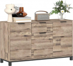 HOMCOM Living Room Furniture, Living Room Sideboard with Drawer and 3 Cabinets with Adjustable Shelves, Industrial Style Sideboard with Steel Legs for Dining Room and Kitchen, 120 x 36.5 x 70 cm