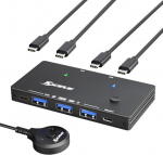 USB Switch 2 s&uuml;learvutit, KCEVE 10Gbps USB 3.2 Switch 2 PC-le, 4 USB seadet jagavad printerit, skannerit, hiirt, klaviatuuri