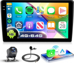 4G+128G Autoradio Android 15 f&uuml;r Citroen Berlingo 2015-2018/Peugeot Partner 2008-2019, 9 Zoll In-Cell HD Touchscreen mit Drahtlos Carplay Android Auto GPS Wi-Fi USB Bluetooth FM RDS Kamera