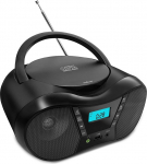 Kaasaskantav CD-m&auml;ngija Boombox FM-raadio, Bluetooth-k&otilde;lar, vahelduvvoolu akuga, toetab CD/CD-R/RW/USB/BT/AUX, LCD-ekraan, k&otilde;rvaklapipesa, kingitused vanematele (must)