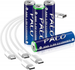 AAA aku USB-C Liitium aku laetav 1,5 V 1100 mWh, kiirlaadimine laetavad akud C-t&uuml;&uuml;pi laadimiskaabliga, LSD madal enesepurunemine, koos laadimisvalgusega, 4 AAA pakendiga.