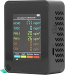 lyrlody &otilde;hukvaliteedi monitor &otilde;hukvaliteedi j&auml;lgimiseks, &otilde;hukvaliteedi m&otilde;&otilde;tja LCD taustavalgusega ja CO₂ TVOC HCHO PM2.5 PM10 m&otilde;&otilde;tmine sise&otilde;hu kvaliteedi testimiseks (must)