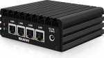Micro Firewall Appliance, ventilaatorita Mini PC J3710 4C/4T, 4X 2.5 GbE i225-V LAN, AES-NI, DDR3 8GB SSD 128GB Router Network Security USB3.0/HD/DP/Console RJ45 Port/Wi-Fi, Dual Display