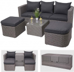 Mendler HWC-J37 Aed / Lounge Set Sun Island Spun Poly Poly Rattan MVG Hall padi Antratsiit