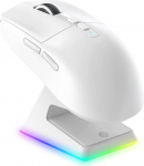 VGN Game Power Attack Shark X6 Superlight traadita m&auml;nguhiir RGB laadimisjaamaga, 49 g &uuml;likerge hiir, 26000DPI, PixArt PAW3395, 2.4G/BT/Wired, kuni 200 tundi aku, G502, PC/Mac, valge