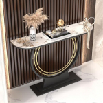 Eingangstisch mit geometrischem Metallrahmen, Konsole, Diivan, Akzent, Flurtisch f&uuml;r Wohnzimmer