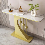 Moderner Mittelalterlicher Stil Flur konsolentisch, Imitationsmarmor flurtisch, Eingangsbereich Foyer konsolentisch, Wohnzimmer flurm&ouml;bel console table, Metallhalterung.(White gold,120*30*80cm)