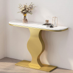 Eingangstisch, schmaler Sofatisch aus Marmor, moderner Sofatisch mit Ablagefach, schmaler Konsolentisch mit Metallgestell, f&uuml;r Flur, Eingangsbereich, Foyer, Wohnzimmer (Gold A, 80 cm/31,5 Zoll)