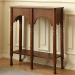Schmaler Konsolentisch, Retro-Beistelltisch Schmal mit 2 Ablagefl&auml;chen f&uuml;r Wohnzimmer, Foyer und Flur, Kein Aufbau Erforderlich.(Brown)