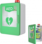 AED-defibrillaatori hoiukapp, seinale paigaldatud plastist s&uuml;dame defibrillaator koos h&auml;irega, esmaabikapp, reguleeritav vaheseinte asend, topeltl&uuml;liti juhtimine, sobib enamusele