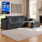 VASAGLE nurgadiivan moodul diivan 244cm lai vaakumpakendiga diivanvoodi, mis ei vaja kokkupanekut koos suure chaise lounge'iga paremale elutuppa k&uuml;lalistetuppa kiltkivi hall LCS184GN01