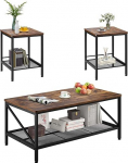 VEVOR 3-osaline elutoa lauakomplekt, (105cm pikk) t&ouml;&ouml;stuslik kohvilaud koos 2 ruudukujulise k&uuml;ljelauaga (45cm pikk), metallist jalgadega diivanilaudade komplektid, pesitsuslauad kontori elutuppa korterisse.