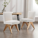 chairus k&ouml;&ouml;gi s&ouml;&ouml;gitoa toolid, komplekt 2, &scaron;enillist valmistatud vintage k&ouml;&ouml;gitoolid, k&auml;edeta polsterdatud toolid, puidust jalgadega aktsenttoolid, s&ouml;&ouml;gituppa, elutuppa (beež-2)