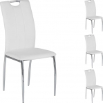 IDIMEX Apollo s&ouml;&ouml;gitoolide komplekt (4 tk) kroomitud kunstnahast valge