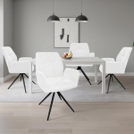 HOMELUX 4-st p&ouml;&ouml;rlevast s&ouml;&ouml;gitoolist koosnev komplekt, k&ouml;&ouml;gitoolid, maksimaalne koormus 110 kg, metallist jalgade ja seljatoega polsterdatud tool s&ouml;&ouml;gituppa, k&ouml;&ouml;ki, valge