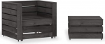 Garten Mittelsofa aus Paletten Grau aus impr&auml;gniertem Kiefernholz Robustes Outdoor Paletten Sofa f&uuml;r drau&szlig;en 2-TLG. Komplekt