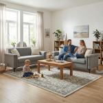 Modernes 172 cm Zweisitzer Sofa-Set f&uuml;r Wohnzimmer mit hohem Komfort und Stabiler Konstruktion - weicher Stoffbezug