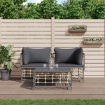 Modulares Ecksofa Poly Rattan Lounge-Set mit Kissen 2 STK. f&uuml;r Garten und Terrasse, Garten Ecksofa mit Kissen