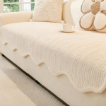 Sofa-Kissenauflage - Weicher, Dicker, Rutschfester Sofabezug, maschinenwaschbar, universell passend f&uuml;r Sofas, Ecksofas und Couchgarnituren(White-Vertical,110 x 300cm)