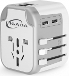 Universaalne reisiadapter 2 USB ja 2 USB C, PIGADA TA01 rahvusvaheline pistikupesa adapter, reisipistikupesa adapter &uuml;lemaailmselt Saksamaale, USA-le, Inglismaale, Taisse, Itaaliasse, Austraaliasse