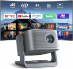 [30,000 luumen & ametlikult litsentseeritud rakendus] Nutikas projektor 4K kodukino, VISSPL 3D Dolby audio ja autofookus v&auml;ljas projektor mobiiltelefon, WiFi6 Bluetooth videoprojektor 360&deg; reguleeritava stendiga