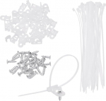 hankekaart Kabelbinder-Sattelhalterungssockel mit 15,2 cm Kabelbindern und M3-Blechschrauben, Draht-Organizer-Halterklemmen-Set, Wei&szlig;, 50 St&uuml;ck