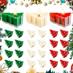 24 St&uuml;ck Weihnachten Teelichter - Handgefertigte Exquisite Christbaumkerzen mit Transparent Halter - 8 Rot, 8 Gr&uuml;n, 8 Wei&szlig; - Adventsdeko, Weihnachtskerzen Set f&uuml;r Haus Weihnachten Dekoration Geschenke