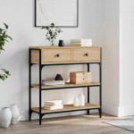 Eleganter Konsole Holztisch Sonoma-Eiche mit Metallrahmen, 72,5 x 25 x 75 cm - Flur & Wohnzimmer Model834186