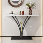 Moderner Konsolentisch mit geometrischem Sockel, moderner Konsolentisch, Foyer-Flurtisch, schmaler Sofatisch f&uuml;r Eingangsbereich, Flur, Wohnzimmer, einfache Montage (schwarz)