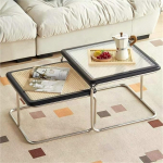 Couchtisch-Set, Vintage-Kunststoff-Rattan-Weberei f&uuml;r Wohnzimmer und Schlafzimmer, ideal f&uuml;r kleine R&auml;ume
