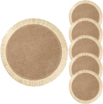 Rundes Jute Tischset und Vielseitig 6 St&uuml;ck mit Gewebtem Design Hitzebest&auml;ndig als Tischdekoration und Sch&uuml;sselauflage f&uuml;r