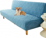 Armless Futon Diivan Voodi Slipcover Pehme mittelibisev pestav lemmikloomade kate (sinine, suur)