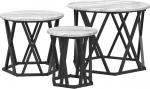Nesting Couchtisch 3er Set Grau Sonoma 53 x 53 x 40 cm aus Holzwerkstoff und Stahl Modernes platzsparendes Side Table Design f&uuml;r Wohnzimmer Balkon und Schlafzimmer